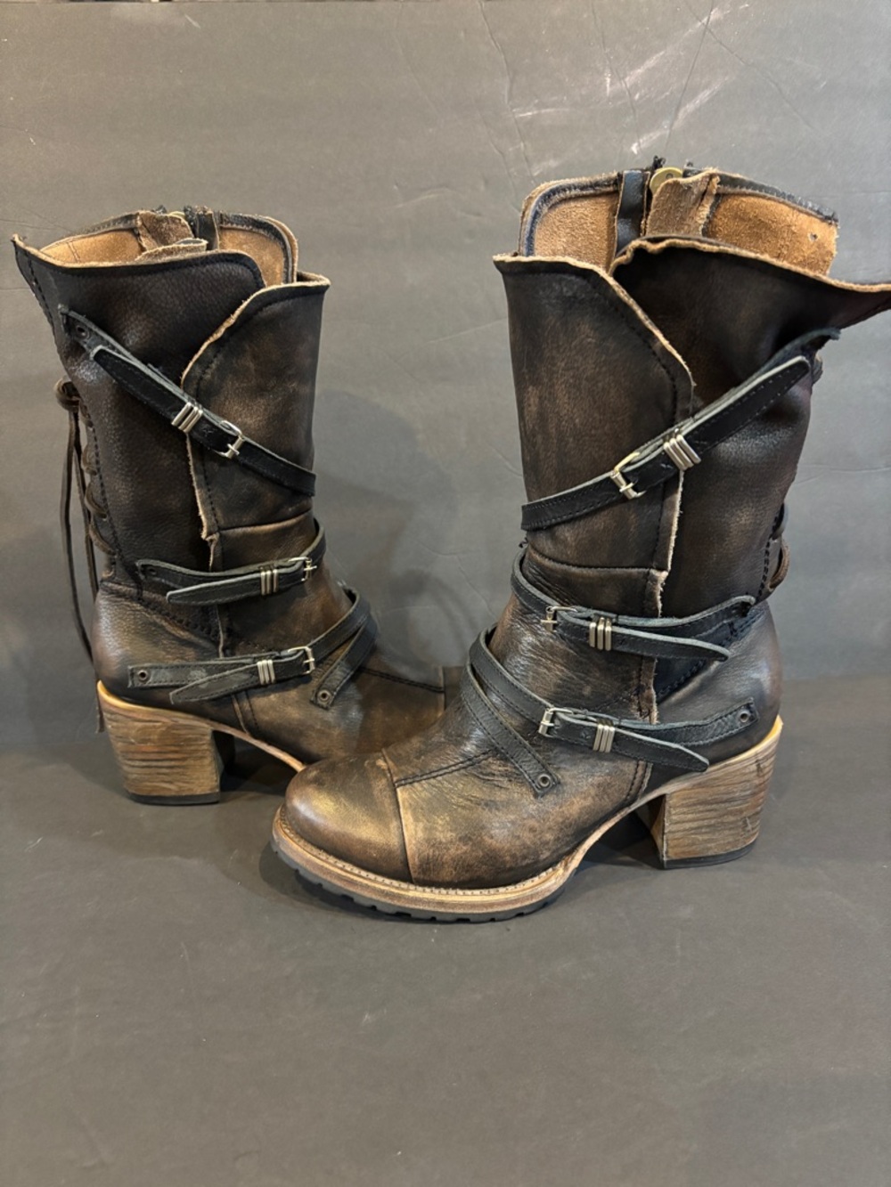 Freebird by Steven | CORA Distressed Leather Lace-Back Boots